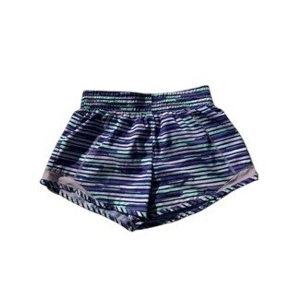Athletic Works Girls DriWorks Running Shorts Purple Blue Striped Size XL 14-16